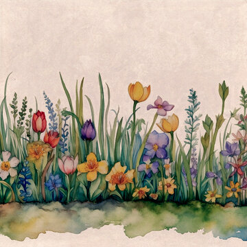 Illustration of flowers. Vintage. Generative AI