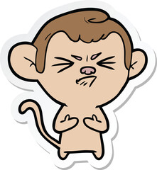 sticker of a cartoon annoyed monkey