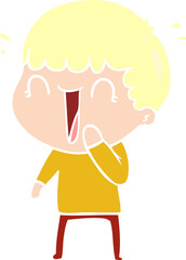 laughing flat color style cartoon man