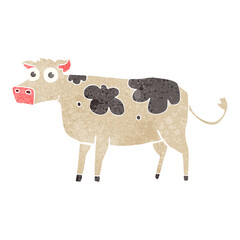 freehand retro cartoon cow
