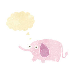 cartoon funny little elephant with thought bubble