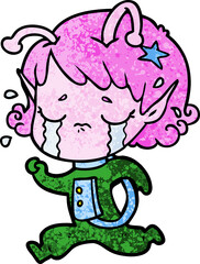 cartoon crying alien girl