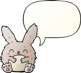 cute cartoon rabbit with speech bubble in smooth gradient style