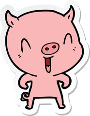 sticker of a happy cartoon pig