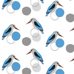 Bird Seamless Pattern, Vintage Bird Pattern, Blue and White Paper for Scrapbook, Cute Bird Print image, Beautiful Scrapbook Paper