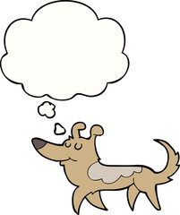 cartoon dog with thought bubble