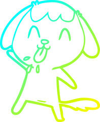 cold gradient line drawing of a cute cartoon dog