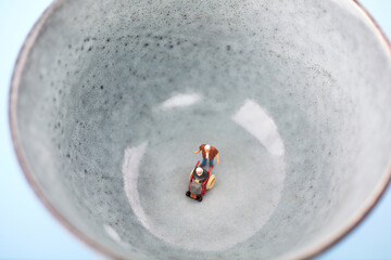 Disabled Elderly in Miniature Creative Bowl