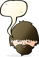 cartoon bearded man with speech bubble