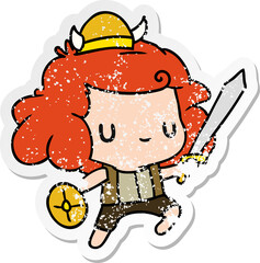 distressed sticker cartoon illustration kawaii cute viking child
