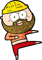 cartoon surprised bearded man dancing