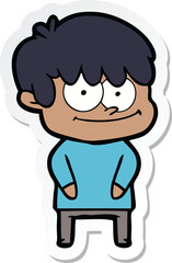 sticker of a happy cartoon man