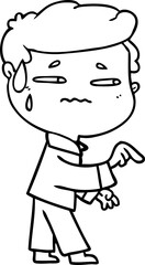cartoon anxious man pointing