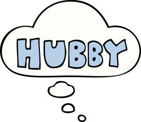 cartoon word hubby with thought bubble