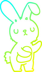 cold gradient line drawing of a cute cartoon rabbit