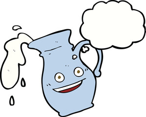 cartoon milk jug with thought bubble