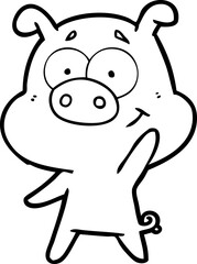 happy cartoon pig