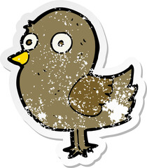 distressed sticker of a cartoon bird