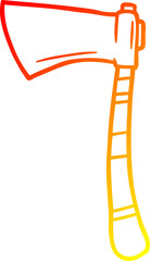 warm gradient line drawing of a cartoon viking axe