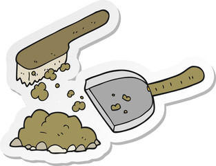 sticker of a cartoon dust pan and brush