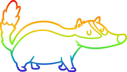 rainbow gradient line drawing of a cartoon badger