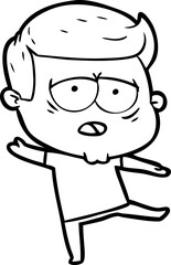cartoon tired man