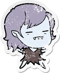 distressed sticker of a cartoon undead vampire girl