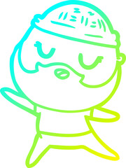 cold gradient line drawing of a cartoon man with beard