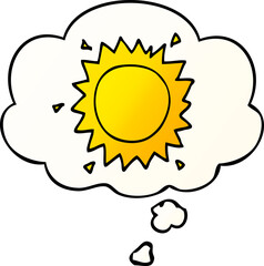 cartoon sun with thought bubble in smooth gradient style