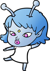 pretty cartoon alien girl