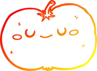 warm gradient line drawing of a cartoon apple