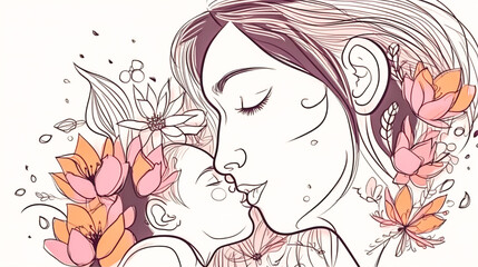 Illustration on the theme of Mother's Day, generative AI.