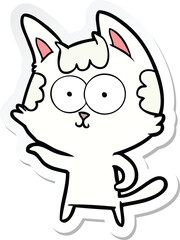 sticker of a happy cartoon cat