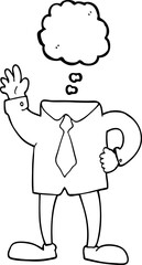 freehand drawn thought bubble cartoon headless businessman