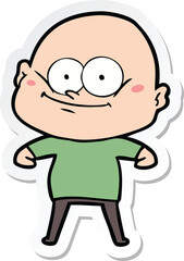 Obraz premium sticker of a cartoon bald man staring