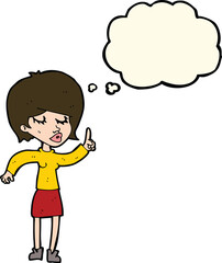 cartoon woman with idea with thought bubble