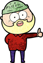 cartoon bearded man giving thumbs up sign