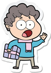 sticker of a cartoon man gasping in surprise