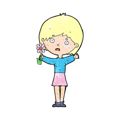 cartoon woman with flower