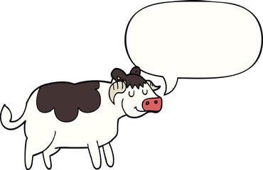 cartoon cow with speech bubble