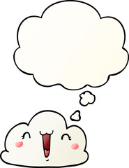 cartoon cloud with thought bubble in smooth gradient style