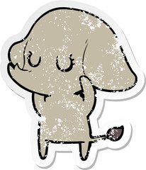 distressed sticker of a cute cartoon elephant
