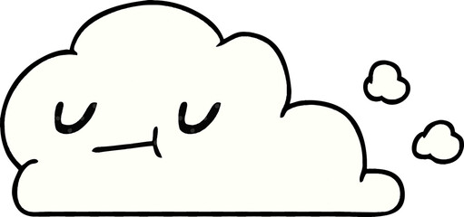 cartoon illustration of kawaii happy cloud