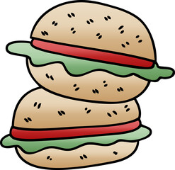 gradient shaded quirky cartoon veggie burger