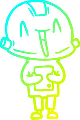 cold gradient line drawing of a cartoon robot