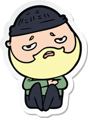 sticker of a cartoon worried man with beard