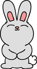 hand drawn quirky cartoon rabbit