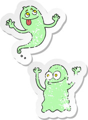retro distressed sticker of a cartoon ghosts