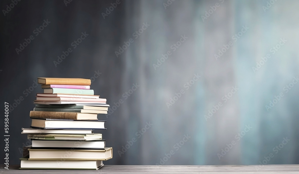 Poster stack of large books with copy space