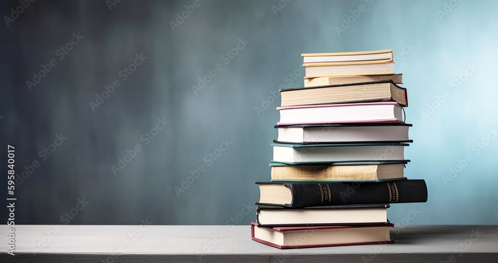 Poster stack of large books with copy space
